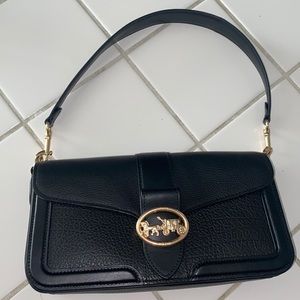 Coach Black Leather Georgie Shoulder Bag W/Strap